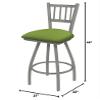XL 810 Contessa 30" Swivel Bar Stool with Anodized Nickel Finish and Canter Kiwi Green Seat view 2