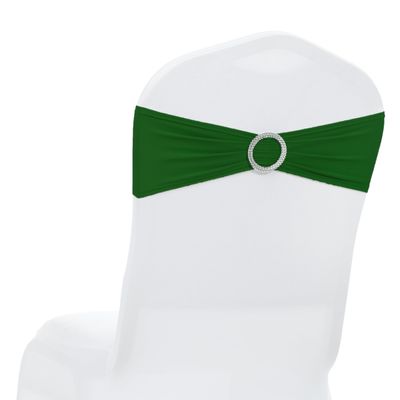 MDS Pack of 100 Spandex Chair Sashes Bow Premium Stretch Chair Cover Band with Buckle Slider Universal fits Elastic Dining Chair Ties for Wedding Party Banquet Events Decoration - Green