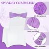 MDS Pack of 25 Spandex Chair Sashes Bow Premium Stretch Chair Cover Band with Buckle Slider Universal fits Elastic Stretch Chair Ties for Wedding Party Banquet Events Decoration - Lavender view 3