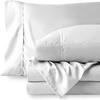 4 PC Cotton Sheets Set, 600 Thread Count 100% Egyptian Cotton, 22 Inch deep Pocket of Fitted Sheet, Long-Staple Combed Cotton Best-Bedding Sheets for Bed, White Solid, Short Queen Size. view 1