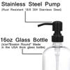 2 Pack Thick Clear Glass Boston Round Bottles /Oil Rubbed Bronze Stainless Steel Pumps, 16 Ounce Jar Soap Dispenser with Rustproof Pump for Essential Oil, Liquid Soap view 3
