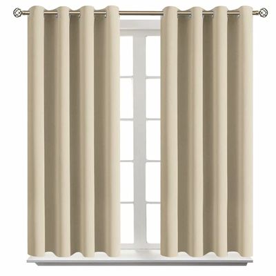 BGment Room Darkening Curtains 45 Inches Long - Grommet Thermal Insulated Drapes Window Treatment Curtains for Bedroom, 2 Panels, 52 x 45 Inch, Beige