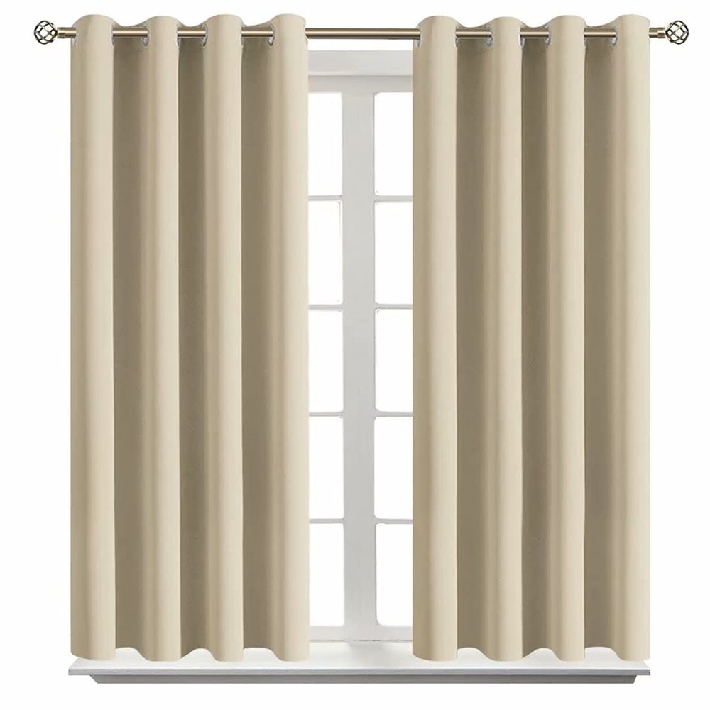 BGment Room Darkening Curtains 45 Inches Long - Grommet Thermal Insulated Drapes Window Treatment Curtains for Bedroom, 2 Panels, 52 x 45 Inch, Beige