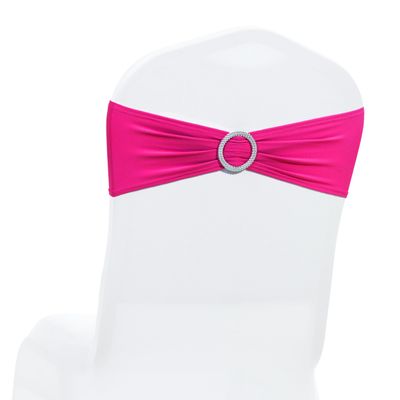 MDS Pack of 150 Spandex Chair Sashes Bows Universal fits Elastic Stretch Chair Bands Ties with Buckle Slider Bow for Wedding Decoration Spandex Slider Sashes Bow - Magenta