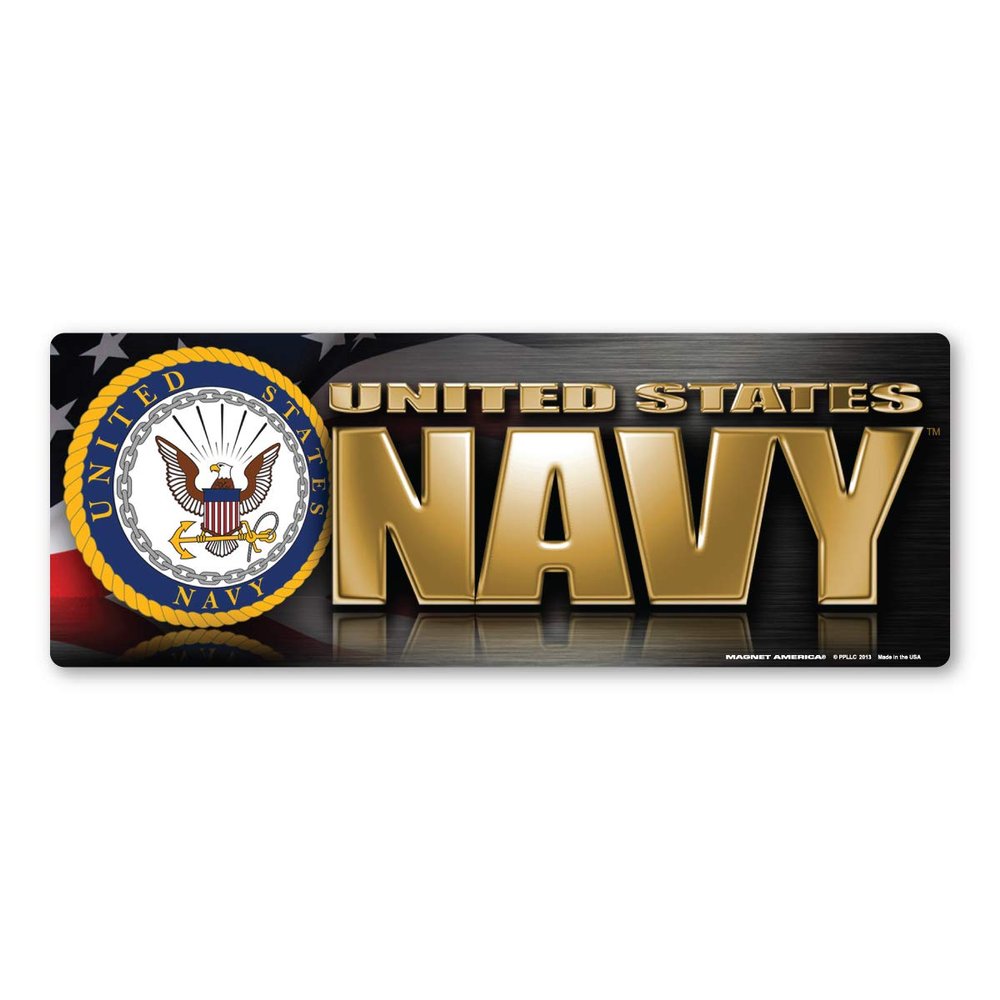 Magnet America Navy Chrome Bumper Strip Magnet is 2.875" x 7.75" Made for Vehicles and Refrigerators