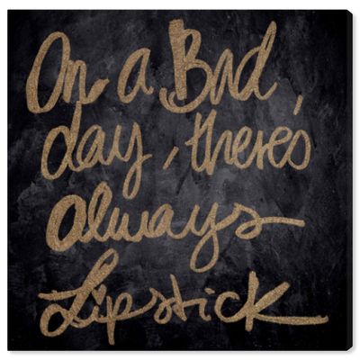 The Oliver Gal Artist Co. Typography and Quotes Wall Art Canvas Prints 'Lipstick' Home Dcor, 24" x 24", Black, Gold