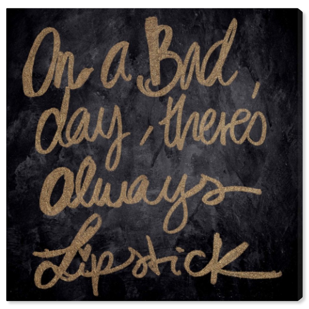 The Oliver Gal Artist Co. Typography and Quotes Wall Art Canvas Prints 'Lipstick' Home Dcor, 24" x 24", Black, Gold