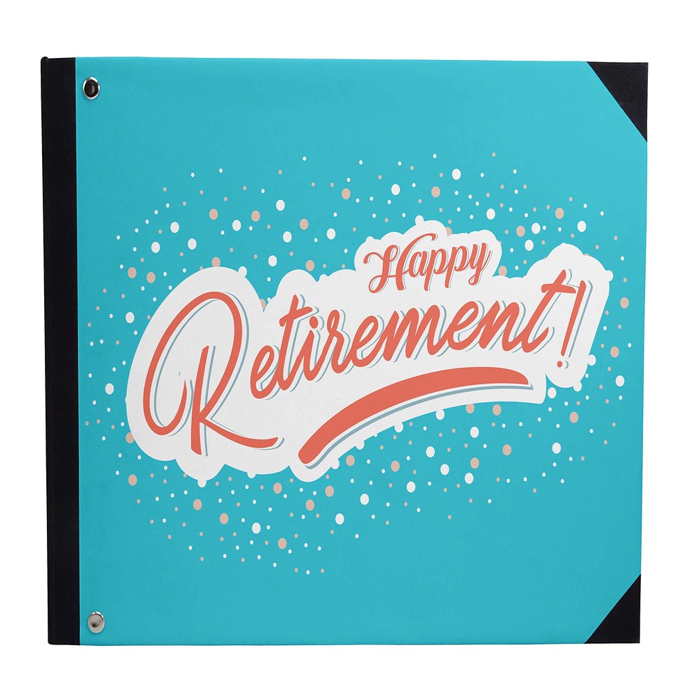 Darling Souvenir Blue Calligraphy Hardbound Cover Personalized Printed Retirement Party Guestbook Memory Message Book-9 x 12 Inches