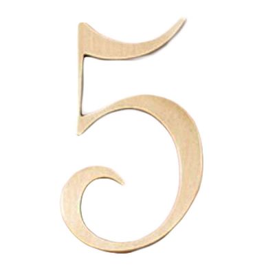Pigeon Fleet DIY Decorative Brass House Number Door Sign, 2 Pcs Number 5