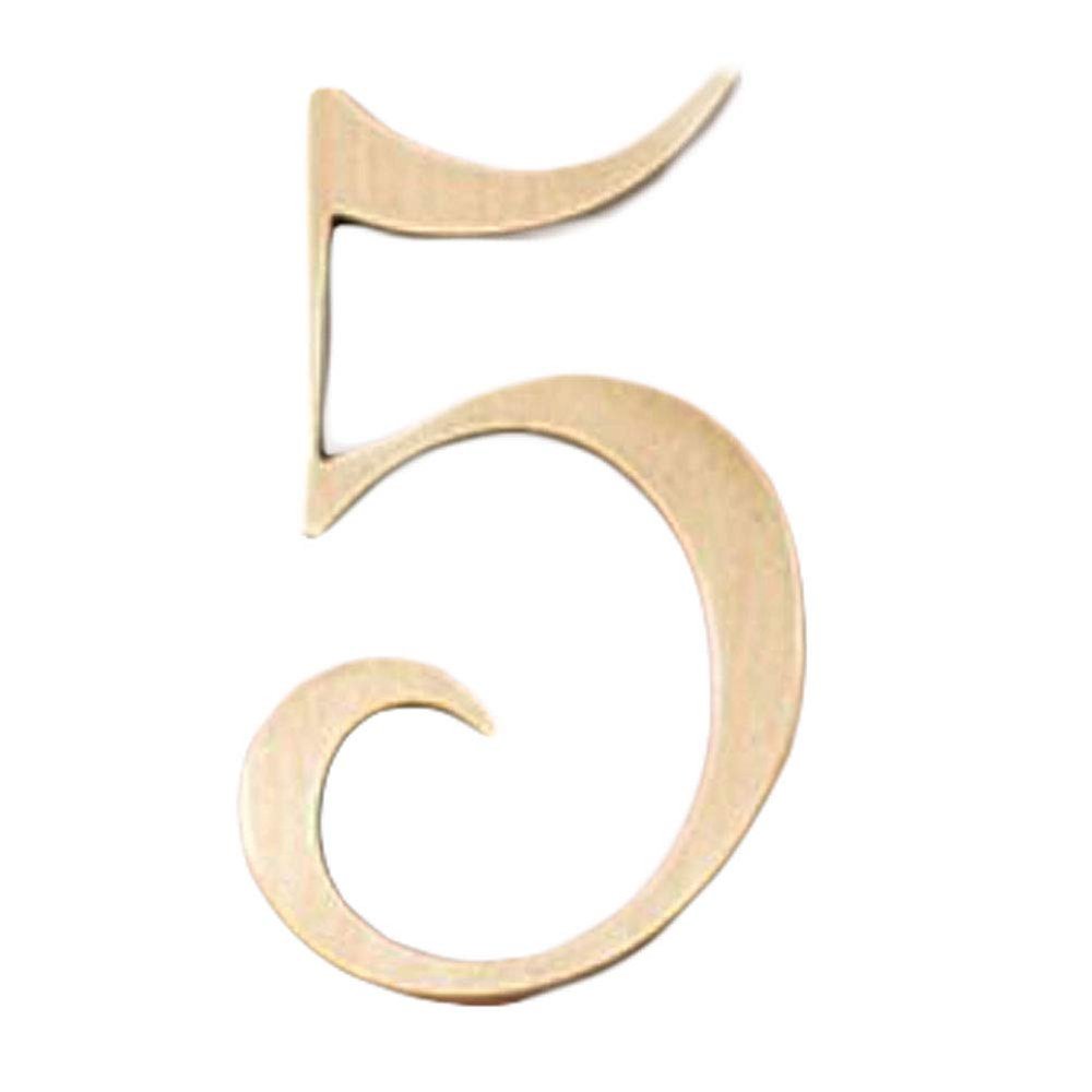 Pigeon Fleet DIY Decorative Brass House Number Door Sign, 2 Pcs Number 5