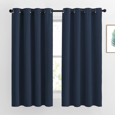 NICETOWN Blackout Curtains and Drapes for Kitchen - Thermal Insulated Solid Grommet Top Blackout Panels/Draperies for Kid's Room (Navy, 1 Pair, 52 x 63 Inch)