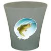 3 Gallon Oval Shaped Wastebasket in a Gray Plastic Finish Featuring Your Choice of an Animal Themed Vinyl Decal - Free Trash Bag Included (Bass Spash) view 1