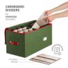 ZOBER Large Christmas Ornament Storage Box - Stores 54 4" Large Ornaments, With Dividers - Ornament Organizer Storage Box, Durable Christmas Containers Holder, Dual Zipper - Green view 3