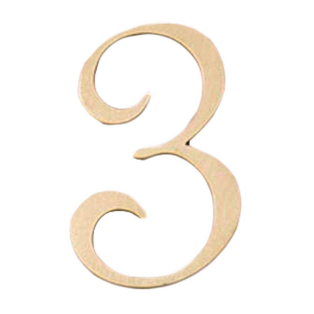 Pigeon Fleet DIY Brass House Number Decorative Metal Numbers for Home Door Mailbox, 2 Pcs Number 3