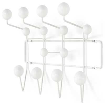Classic Mid Century Hang it All Coat Rack, Modern Wall Mounted Hooks with Painted Solid Wooden Balls(Multi Colors Available) (White)