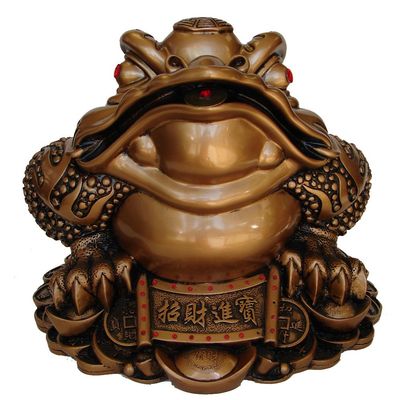 11" Big Feng Shui Money Frog 3-Legged Toad w/Red Gem in Its Mouth to Bring Wealth