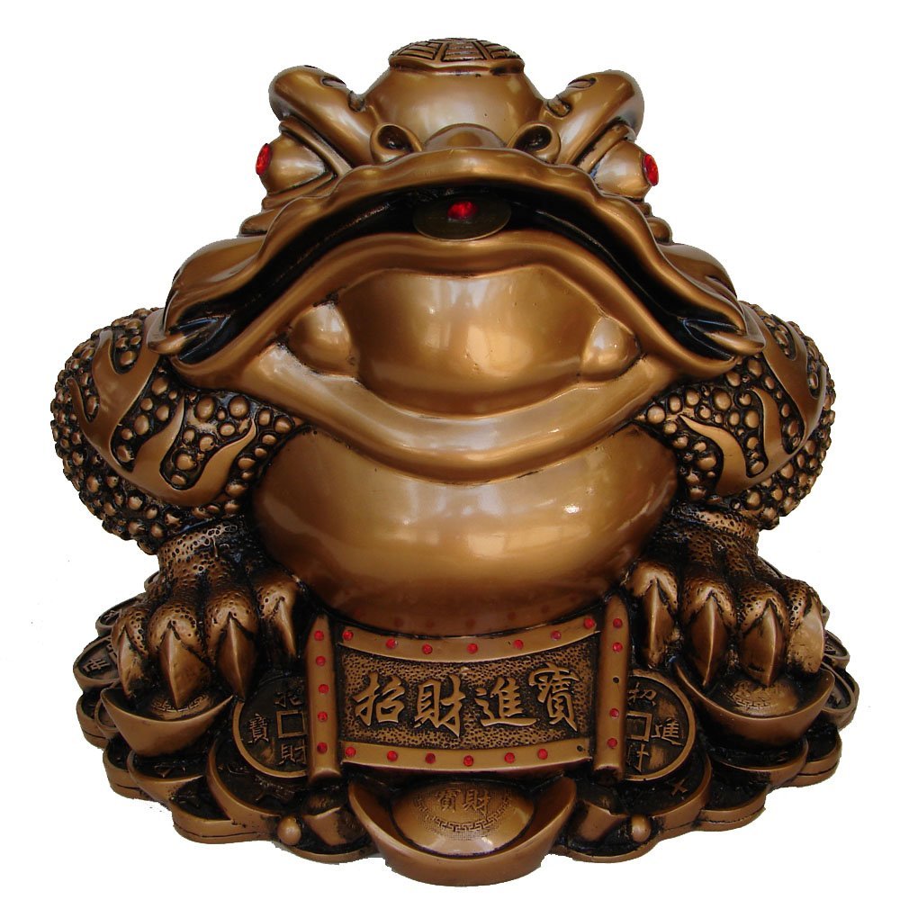 11" Big Feng Shui Money Frog 3-Legged Toad w/Red Gem in Its Mouth to Bring Wealth