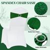 MDS Pack of 75 Spandex Chair Sashes Bow Premium Stretch Chair Cover Band with Buckle Slider Universal fits Elastic Dining Chair Ties for Wedding Party Banquet Events Decoration - Green view 3