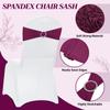 MDS Pack of 100 Spandex Chair Sashes Bow Premium Stretch Chair Cover Band with Buckle Slider Universal fits Elastic Dining Chair Ties for Wedding Party Banquet Events Decoration - Eggplant view 3