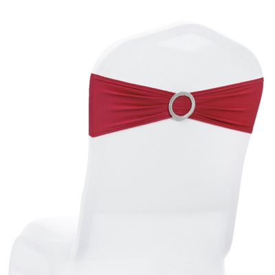 MDS Pack of 75 Spandex Chair Sashes Bow Premium Stretch Chair Cover Band with Buckle Slider Universal fits Elastic Dining Chair Ties for Wedding Party Banquet Events Decoration - Apple Red