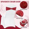 MDS Pack of 75 Spandex Chair Sashes Bow Premium Stretch Chair Cover Band with Buckle Slider Universal fits Elastic Dining Chair Ties for Wedding Party Banquet Events Decoration - Apple Red view 3