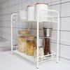Multipurpose Space Saving 2 Tier Sturdy Kitchen Metal Storage Spice Rack,Bedroom Bathroom White Removable Storage Shelf view 2