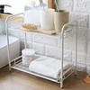 Multipurpose Space Saving 2 Tier Sturdy Kitchen Metal Storage Spice Rack,Bedroom Bathroom White Removable Storage Shelf view 4