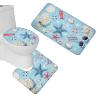 Amagical Colorful Starfish and Marine Items on Blue Wooden Background 4 Piece Bathroom Mat Set Shower Curtain Set Bathroom Mat Contour Mat Toilet Cover Fabric Waterproof Shower Curtain with 12 Hooks view 3