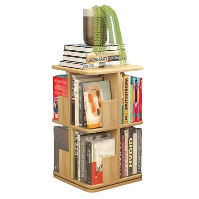 Axdwfd Floating Shelves Rotating Bookshelf, Floor Bookcase Student Racks Children's Small Bookcase Simple Locker Storage 3 Size Optional (Color : Brown, Size : 2-Tier)