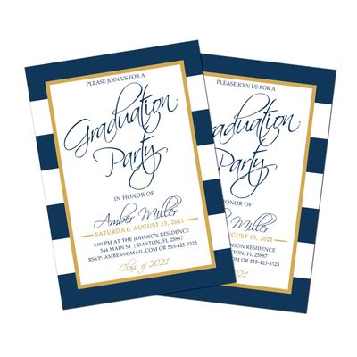 Graduation Party Invitation | Graduation Party | Navy and Gold | Graduation Invitation | Class of 2021 | College | High School