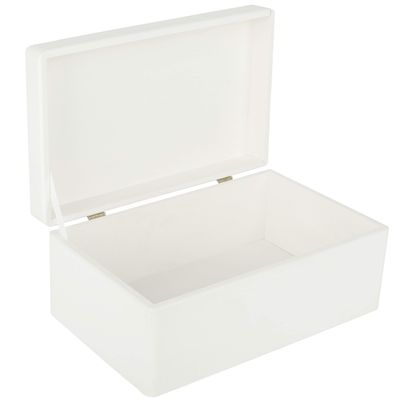 Creative Deco Large White Wooden Box Storage with Hinged Lid | 11.8x7.87x5.51in (+-0.5) | Keepsake Gift Box for Tool Dog Toy Kitchen Storage | ROUGH UNSANDED Wood Chest Trunk