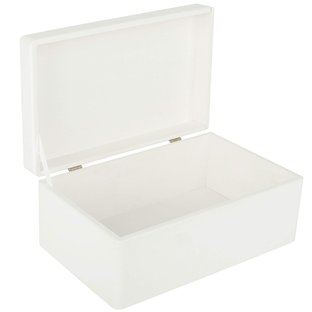 Creative Deco Large White Wooden Box Storage with Hinged Lid | 11.8x7.87x5.51in (+-0.5) | Keepsake Gift Box for Tool Dog Toy Kitchen Storage | ROUGH UNSANDED Wood Chest Trunk