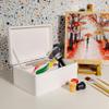 Creative Deco Large White Wooden Box Storage with Hinged Lid | 11.8x7.87x5.51in (+-0.5) | Keepsake Gift Box for Tool Dog Toy Kitchen Storage | ROUGH UNSANDED Wood Chest Trunk view 2