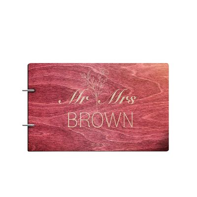 Just Customized Personalized Handmade Mr Mrs Wedding Guest Book for Bride and Groom Wood Alternative Custom Engraved Newlywed Marriage Album (Rosewood)
