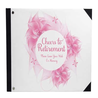 Darling Souvenir White Floral Frame Retirement Party Guestbook Hardbound Cover Personalized Printed Keepsake Memory Guest Registry-9 x 12 Inches