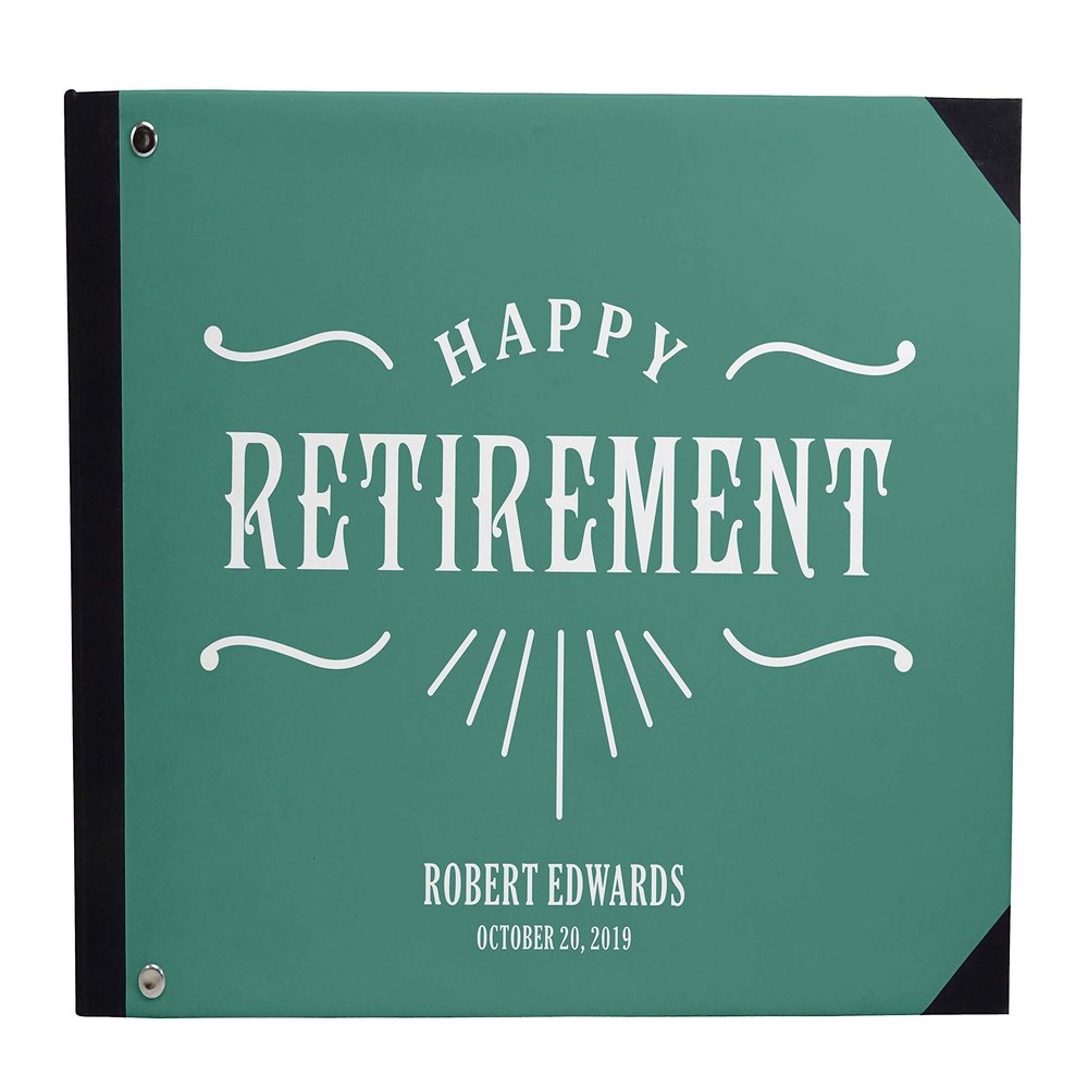Darling Souvenir Green Text Retirement PartyGuestbookHardbound Cover Personalized Printed Keepsake MemoryGuestRegistry-9 x 12 Inches