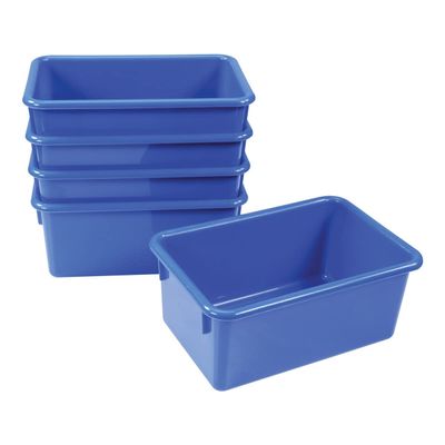 Kaplan Early Learning Vibrant Colored Storage Bin - Set of 5 - 5.25" x 12.25" x 8" - Blue