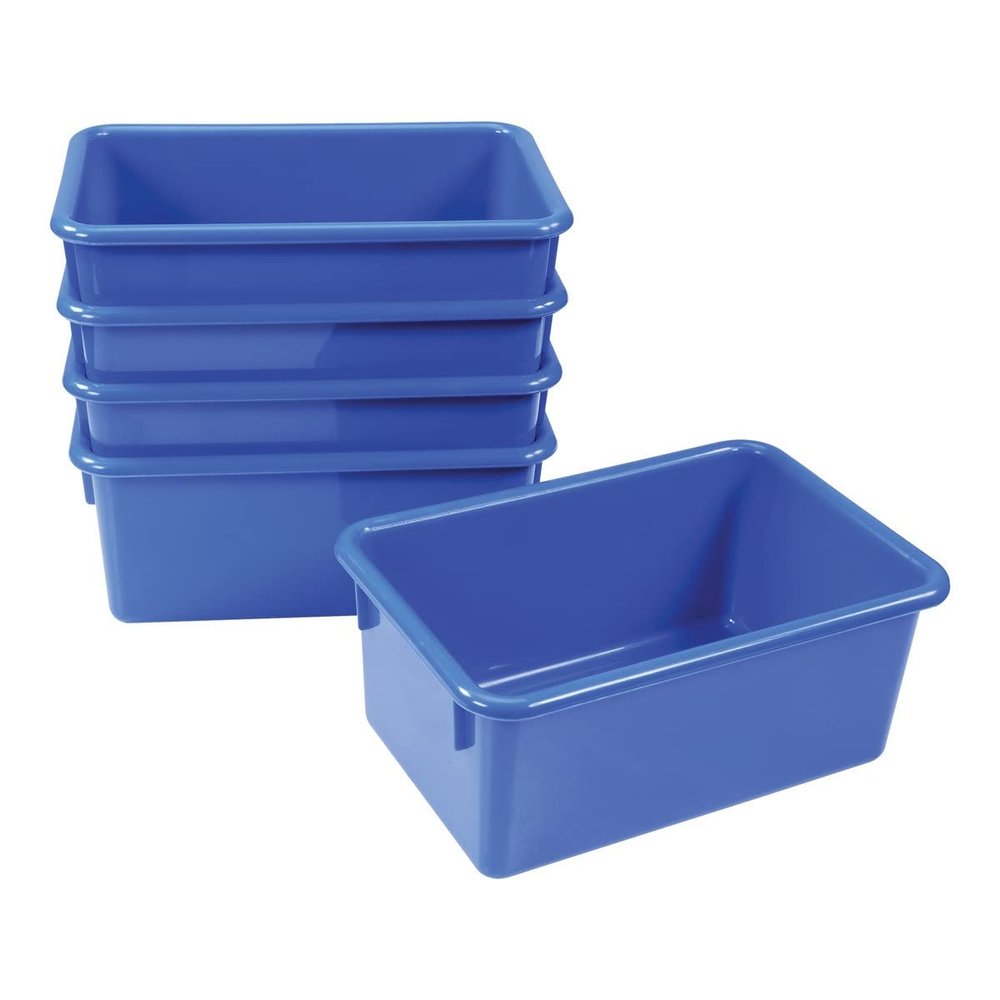 Kaplan Early Learning Vibrant Colored Storage Bin - Set of 5 - 5.25" x 12.25" x 8" - Blue