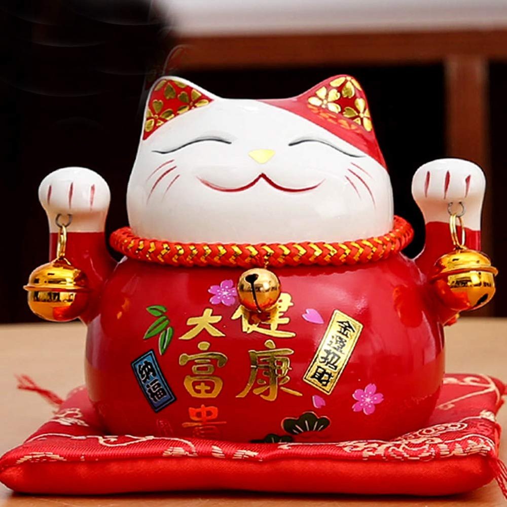 4.5'' Porcelain Lucky Cat Maneki Neko Feng Shui Cats Gifts B2
