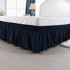 Amuze Bedding Wrap Around Bed Skirt, Elastic Soft Ruffled Bed Skirt Easy On and Easy Off 100% Egyptian Cotton 15 Inch Drop (Queen,Navy Blue) view 2