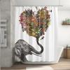 Amagical Colorful Elephant Flowers Decor 16 Piece Bathroom Mat Set Shower Curtain Set Bathroom Mat Contour Mat Toilet Cover Shower Curtain with 12 Hooks view 2