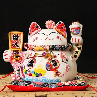 10'' Porcelain Lucky Cat Maneki Neko Feng Shui Cats [D6]