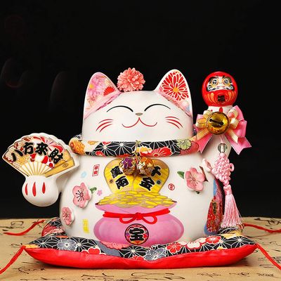 10'' Porcelain Lucky Cat Maneki Neko Feng Shui Cats [D5]