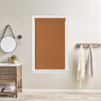 2 Bravada Simple Selections Premium Cordless Faux Wood Blinds, Golden Wheat 25 1/2Wx48L