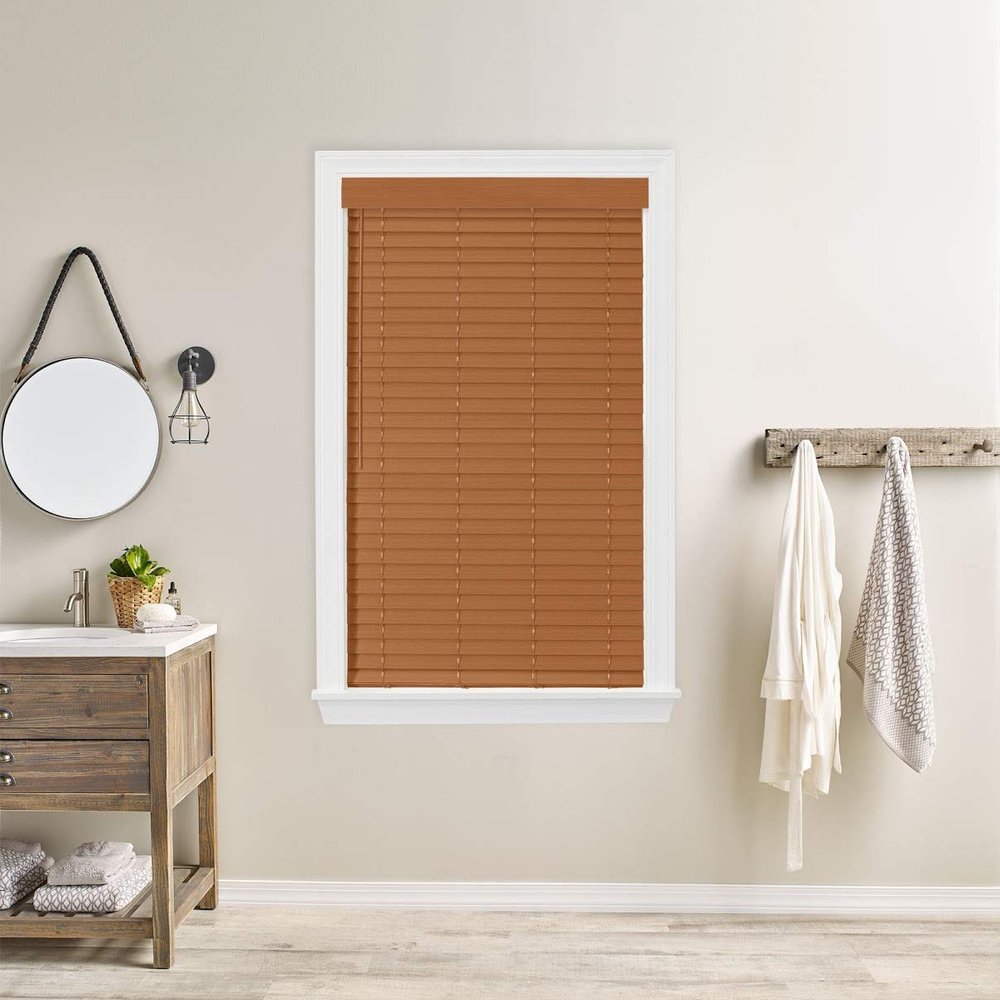 2 Bravada Simple Selections Premium Cordless Faux Wood Blinds, Golden Wheat 25 1/2Wx48L