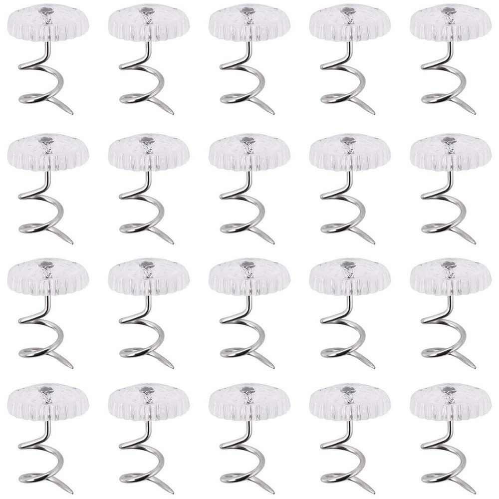 Akstore 60 Pcs Clear Bed Skirt Pins with Twist Pins for Upholstery, Slipcovers and Bedskirts