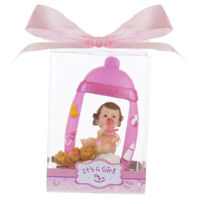 Mega Favors Keepsake Figurine 12 pcs Baby Girl Pacifier in Pink Bottle Frame | Awesome Decorations or Party Favors | for Pregnancy Announcements, Gender Reveals, Birthday and Special Celebrations