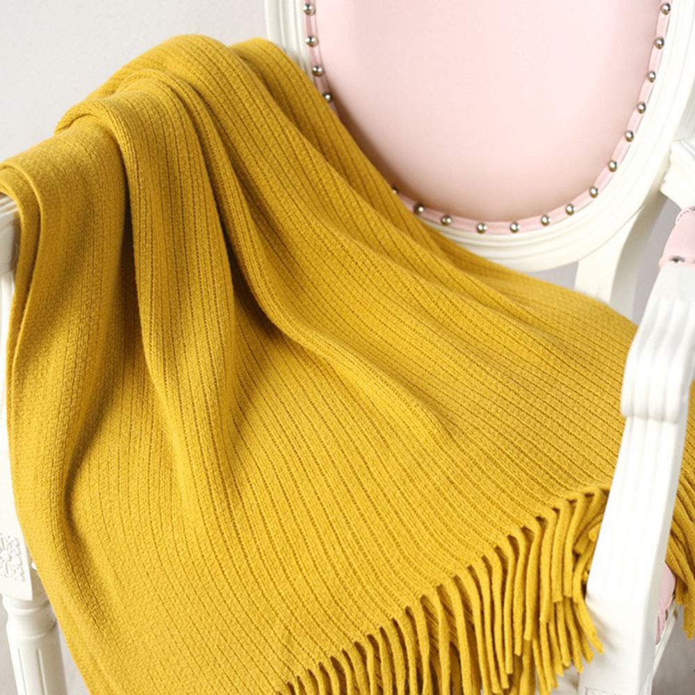 49"x78" Summer Fall Spring Fringe Yellow Blanket Throw Home Decorative Cozy Throw Blanket Office Couch Sofa Bed Beach Travel Throw Her Gift