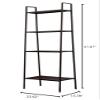4-Tier Open Ladder Bookshelf, Multifunctional Leaning Plant Flower Stand Rack Bookcase Storage Display Shelves for Home Office Bathroom Balcony (Black) view 2