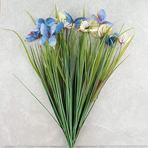 Factory Direct Craft Blue Purple Yellow Artificial Butterfly Bush | 2 Pieces